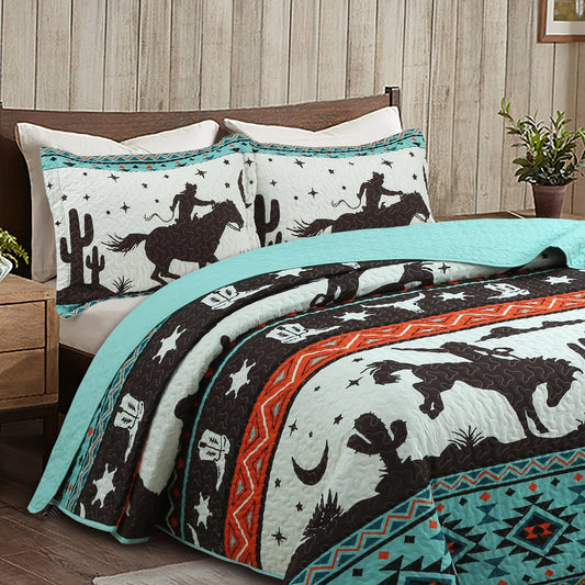 3 Piece Teal Cowboy Bedding